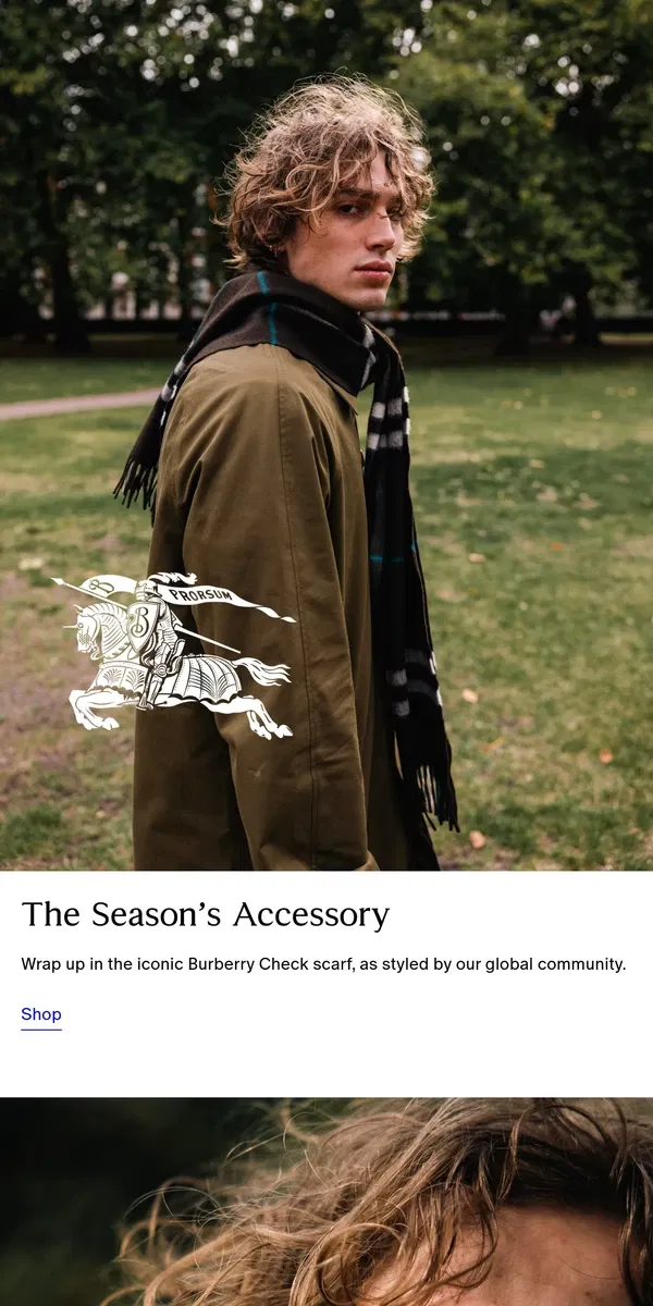 Email from Burberry. Style stories: Burberry Check scarves