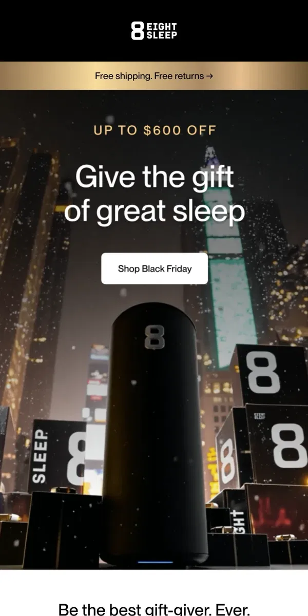 Email from Eight Sleep. The #1 gift