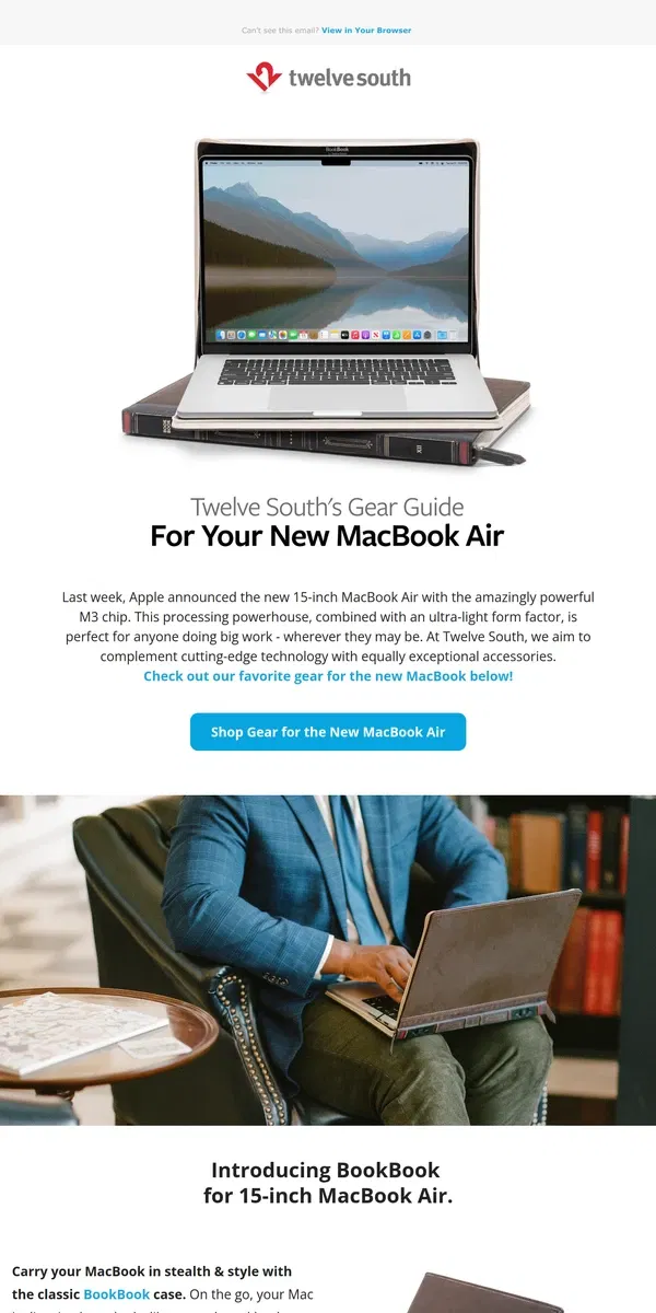 Email from Twelve South. New MacBook Air? This way to your new gear 👉