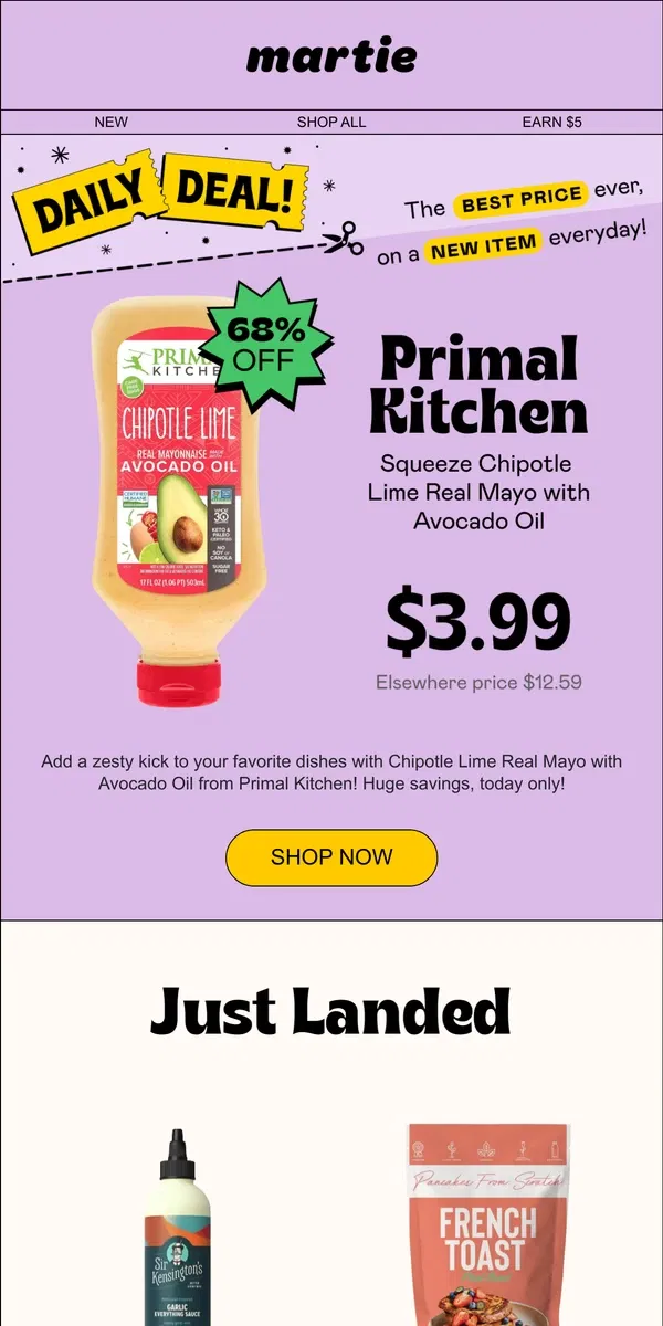 Email from Martie. 🤯 68% OFF Primal Kitchen! Plus new deals, just landed!