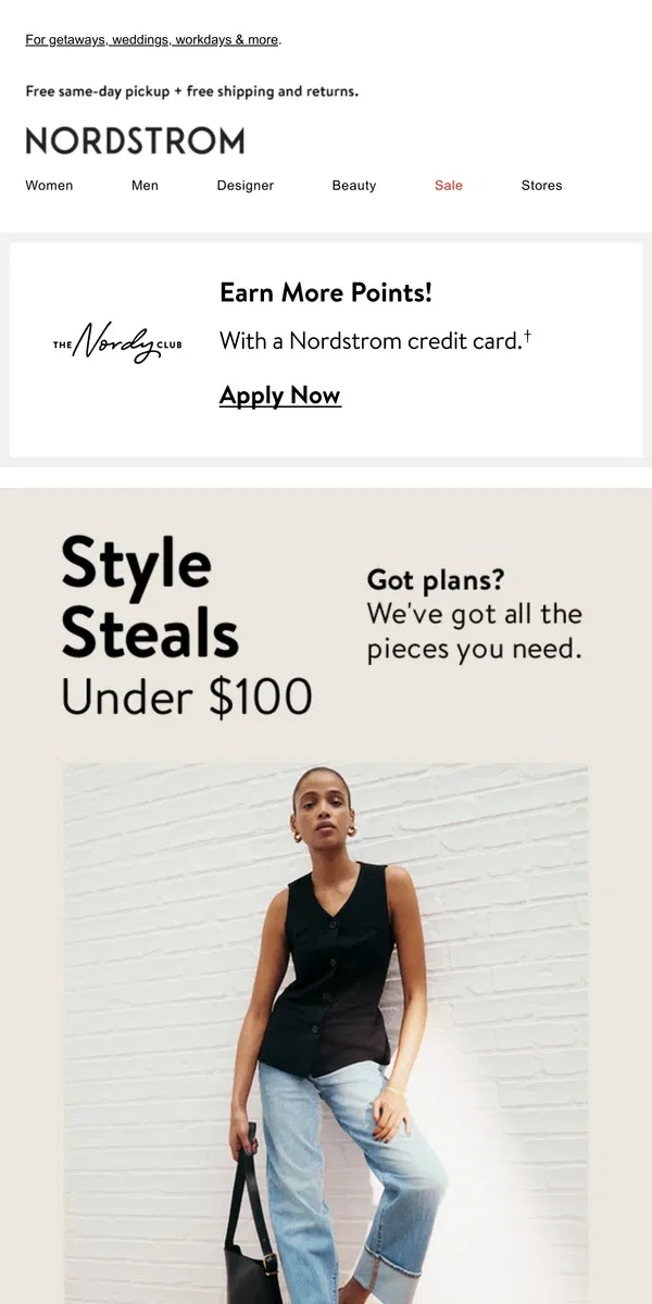 Email from Nordstrom. Style steals under $100