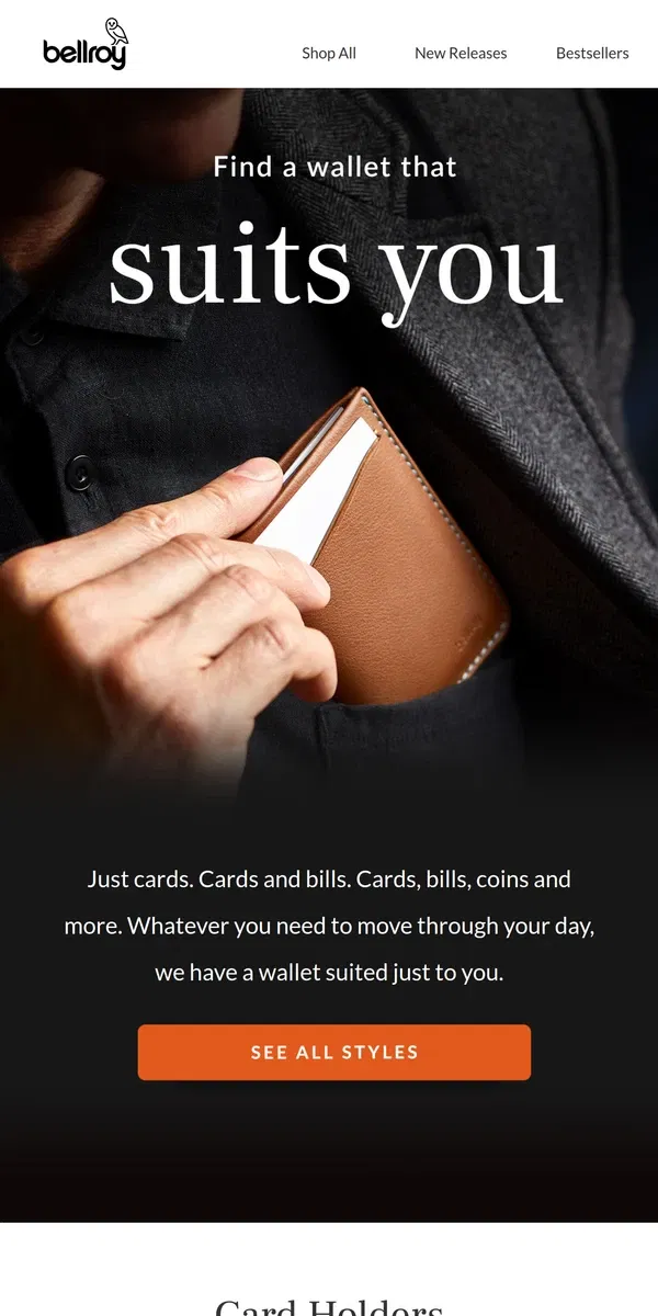 Email from Bellroy. Hey! Found your wallet…