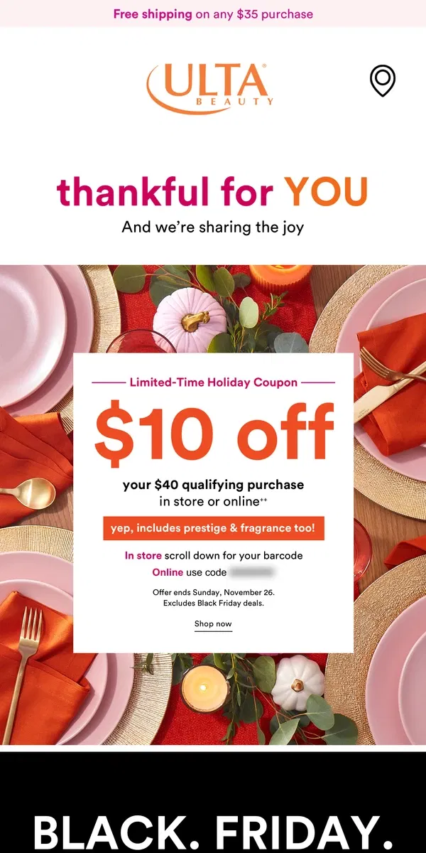 Email from Ulta Beauty. 😏 $10 off $40 + tons of NEW DEALS!