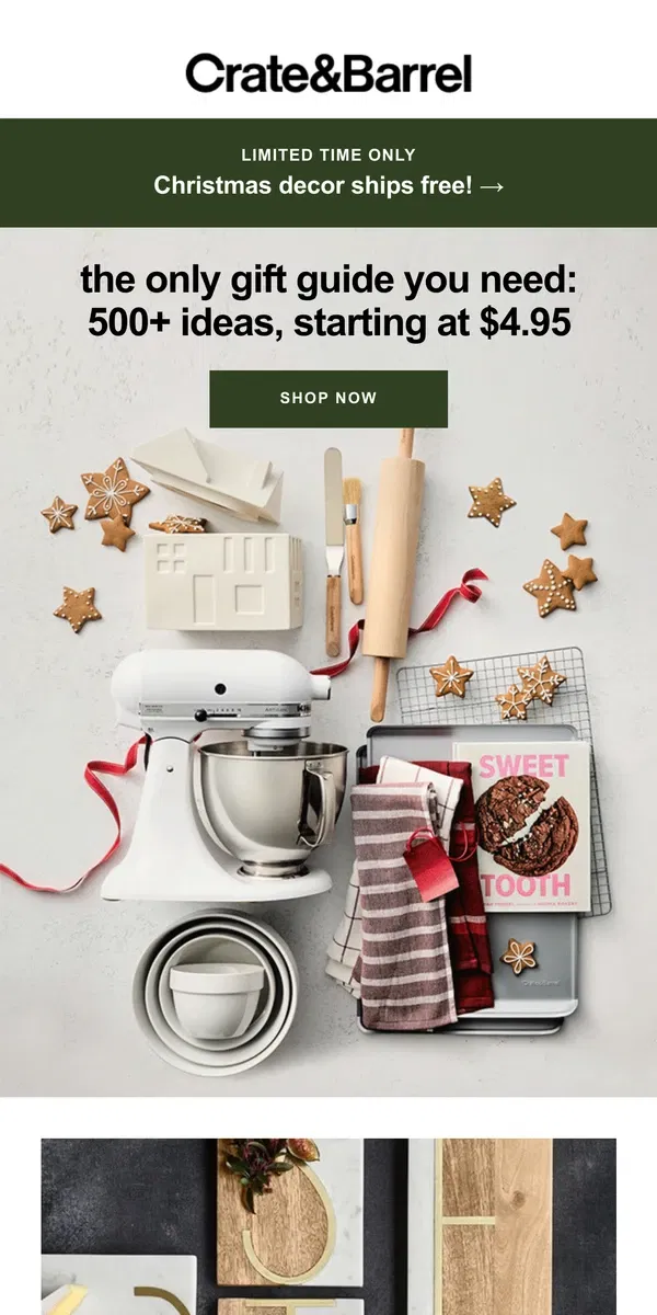 Email from Crate & Barrel. The only gift guide you need, gifts starting at $4.95