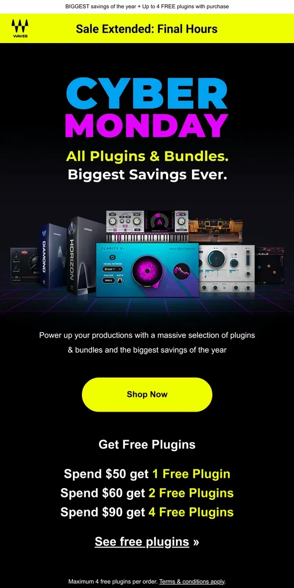 Email from Waves Audio. Final Hours 🎙 Cyber Monday Deals