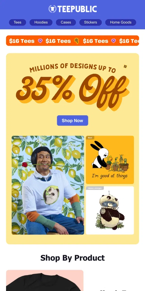 Email from TeePublic. 📣 Get your orders in! Sale ends tonight.