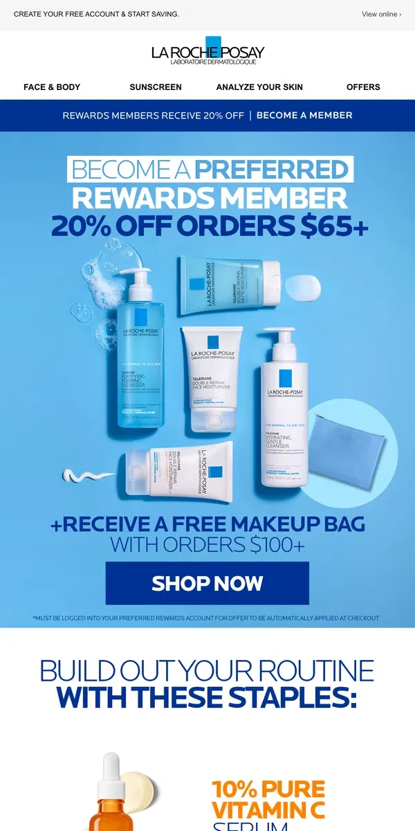 Email from La Roche-Posay. Enjoy 20% off when you become a rewards member.