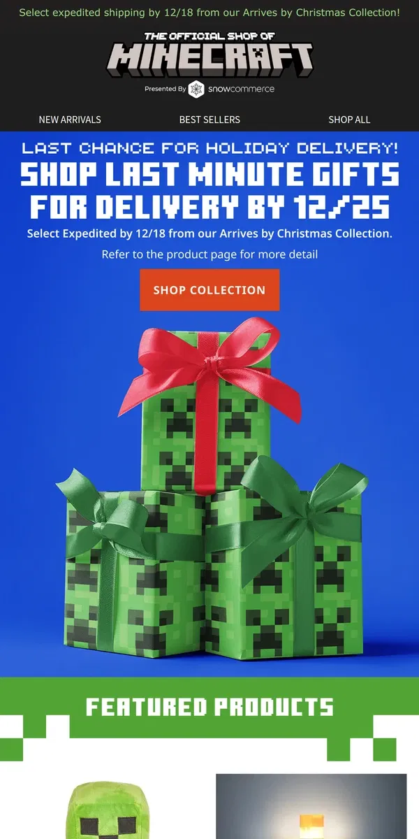 Email from Minecraft. Shop for the Perfect Last Minute Gifts! 💚