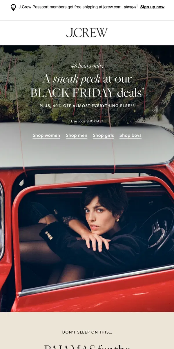 Email from J.Crew. 48 hours only: Shop Black Friday deals early