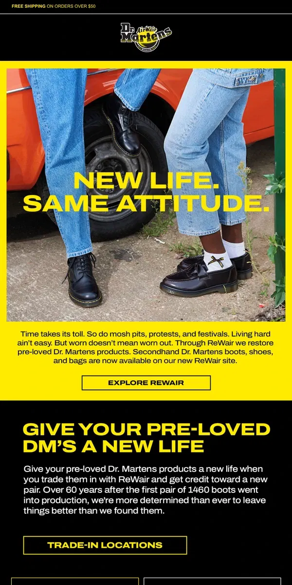 Email from Dr. Martens. Introducing ReWair