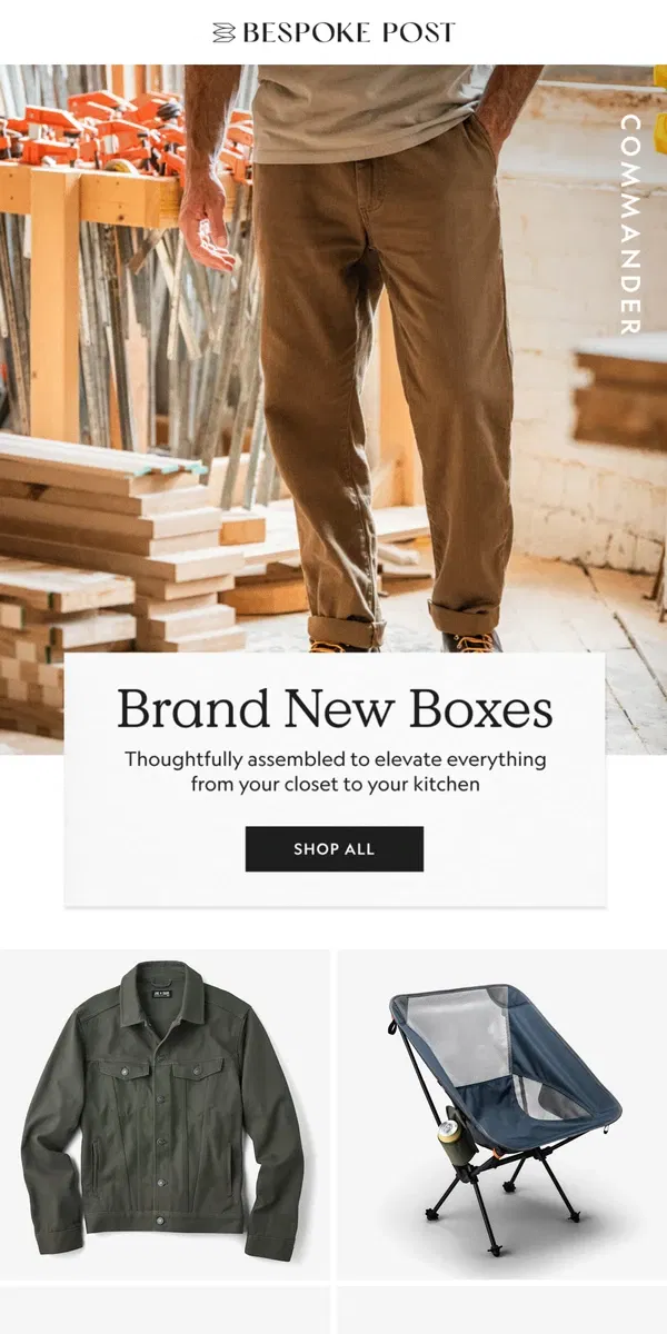 Email from Bespoke Post. New Boxes | October