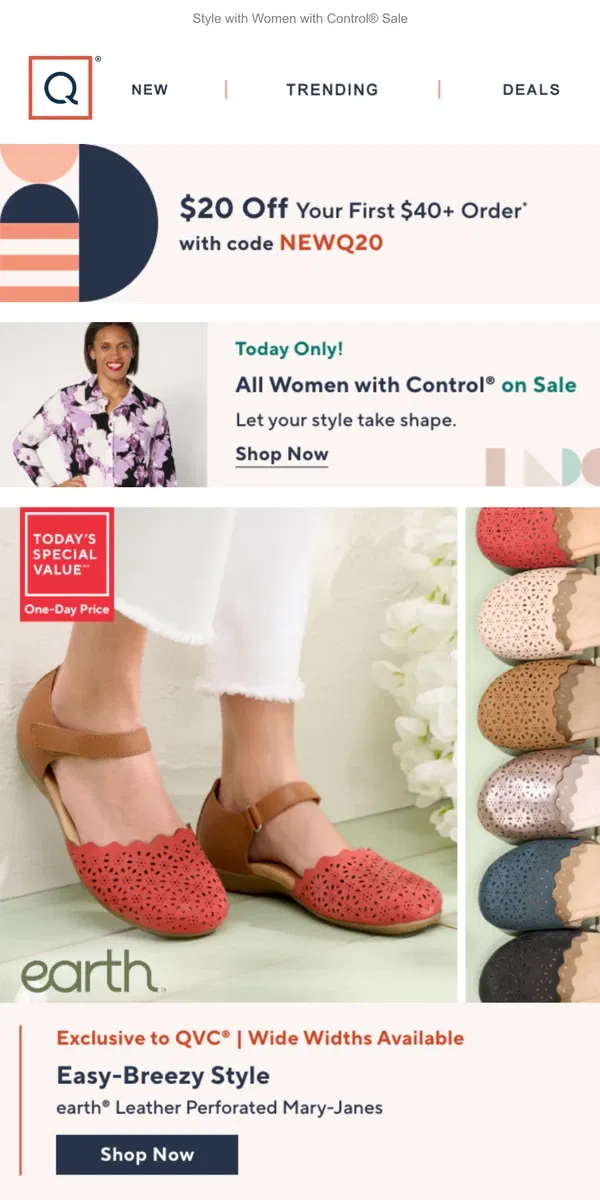 Email from QVC. Strut in Style: earth® Mary-Janes + Get $20 Off