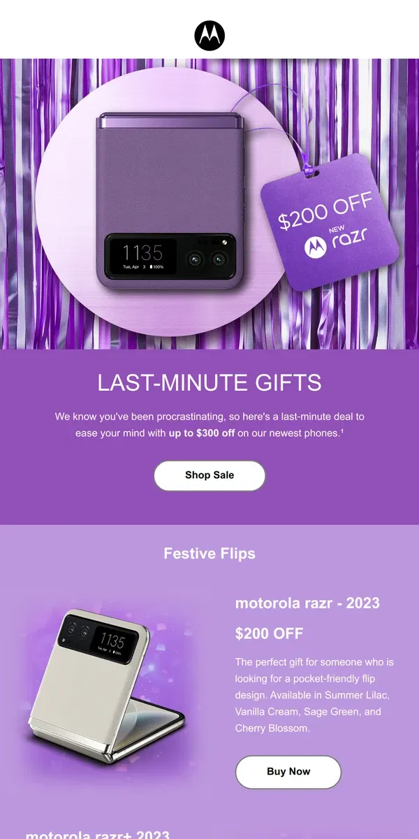 Email from Motorola. Shop deals with guaranteed delivery by Christmas!