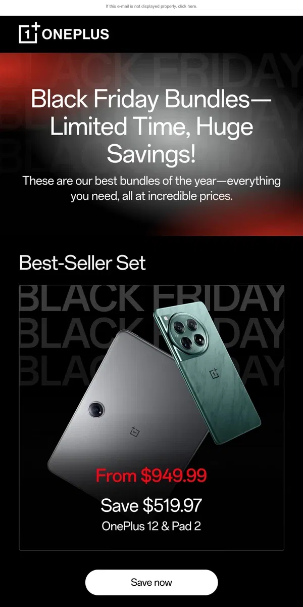 Email from OnePlus. The best value bundles of the year.