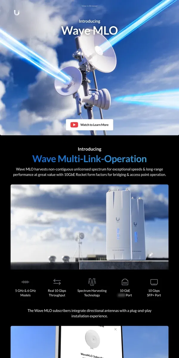 Email from Ubiquiti. Introducing Wave MLO | Wave AP Gen2 | WaveFiber OLT & more from UISP 3.0