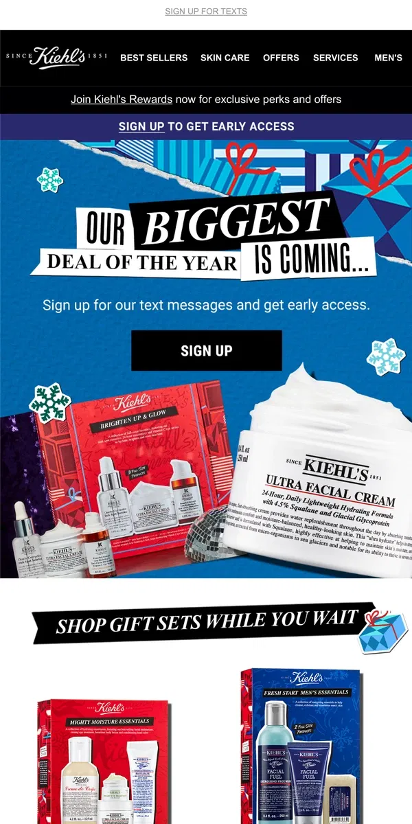 Email from Kiehl's. Psst... Get Early Access To Black Friday!