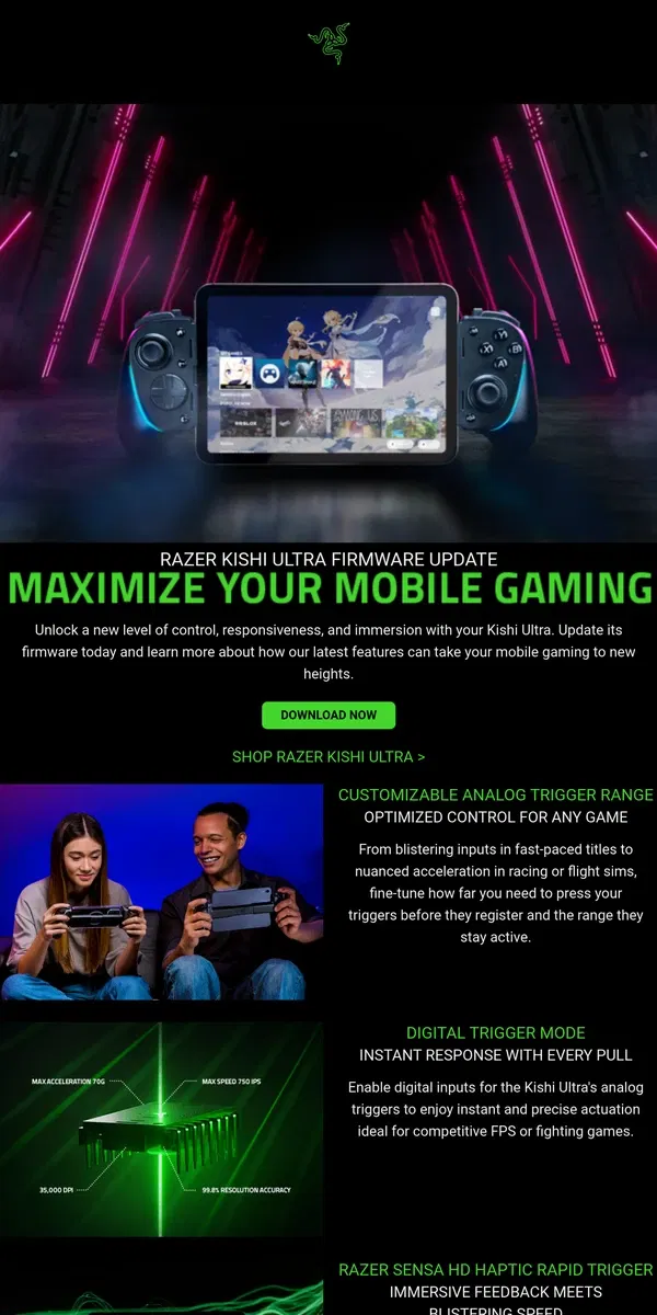 Email from Razer. 🎮New Razer Kishi Ultra Firmware Update