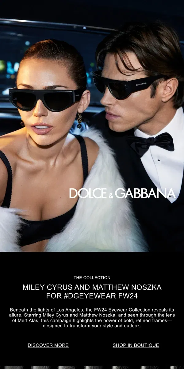 Email from Dolce & Gabbana. The new #DGEyewear FW24 Campaign