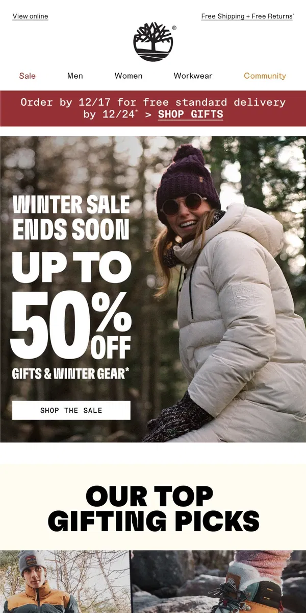 Email from Timberland. Don't Miss WINTER SALE: Up to 50% Off.