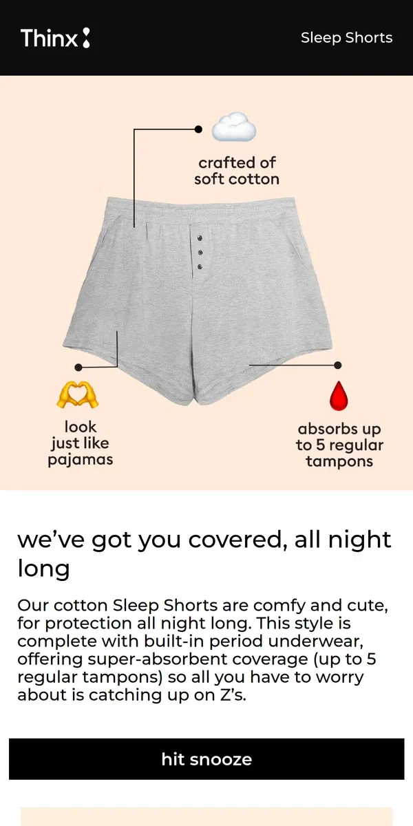 Email from Thinx. Grey & good to go 😴