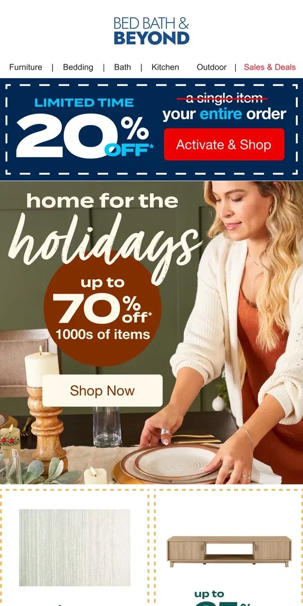 Email from Bed Bath & Beyond. ✨Save BIG on Holiday Home Upgrades ✨