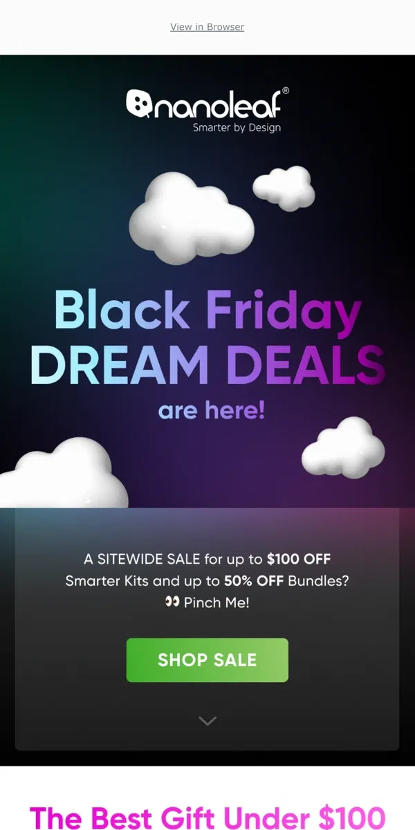 Email from Nanoleaf. Black Friday Deals: Up to 50% Off 🚀🛍️