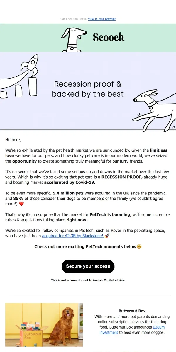 Email from Scooch. PetTech is Hot 🔥