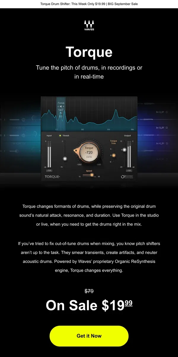 Email from Waves Audio. 🥁 Tune your drums to your track