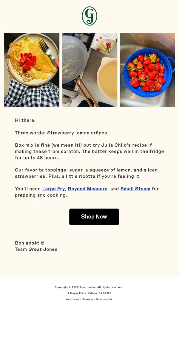 Email from Great Jones. Snack of the week!
