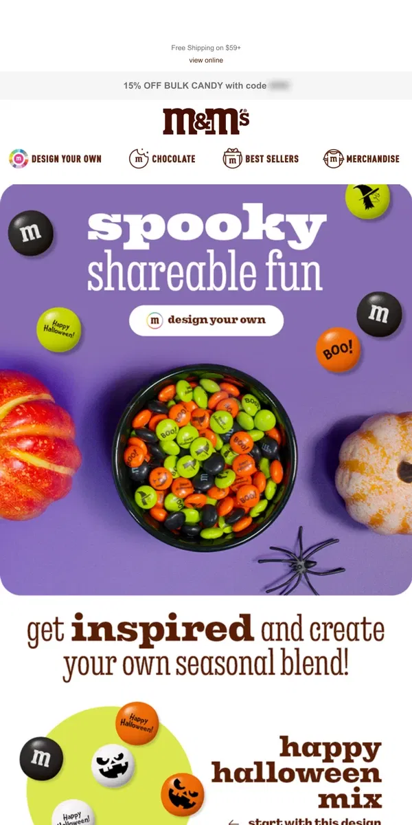 Email from M&M's. Calling All Halloween Creatives!