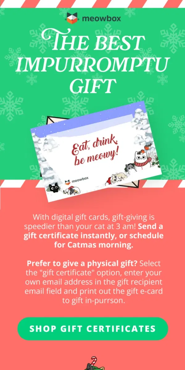 Email from meowbox. Get a meowbox gift card in just minutes! 🎁