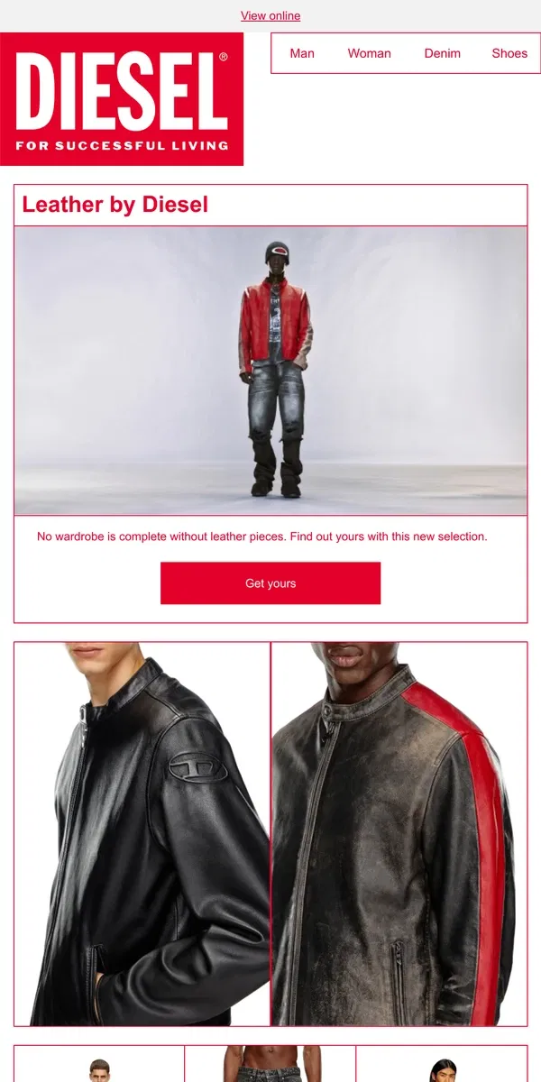 Email from Diesel. Treated & Soft Leather