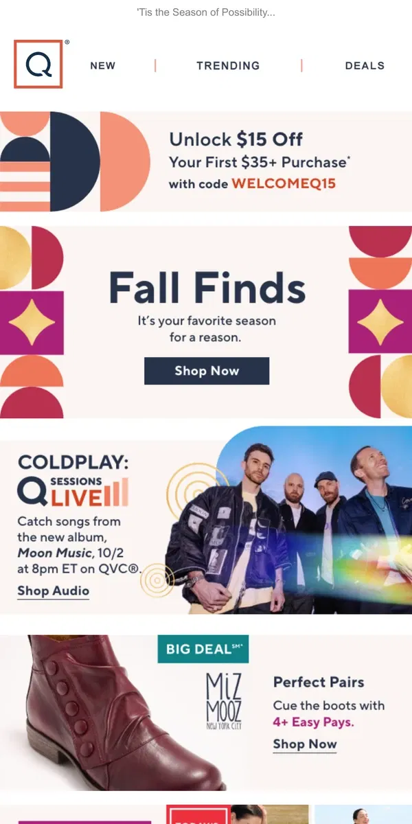 Email from QVC. All Things Fall (for Less!)