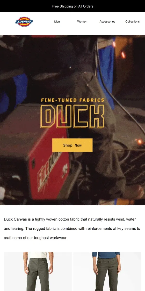 Email from Dickies. Rugged & Reinforced