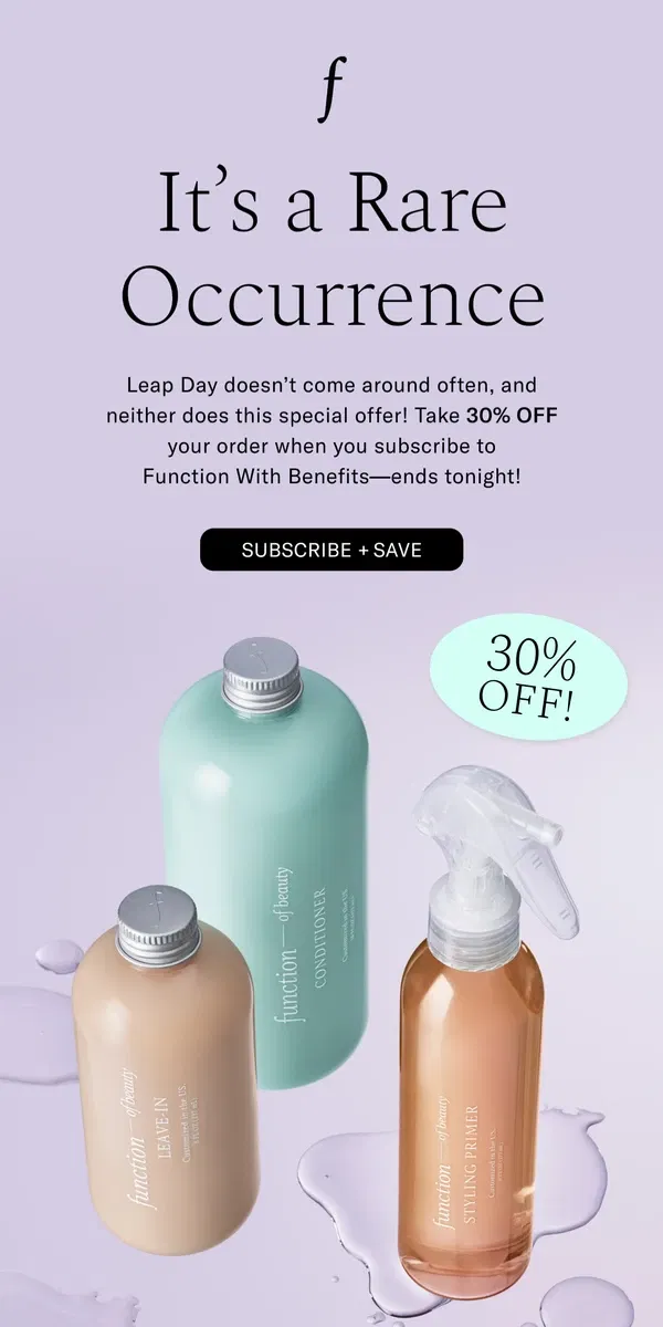 Email from Function of Beauty. 🚨️ Final hours! 30% off ends soon!