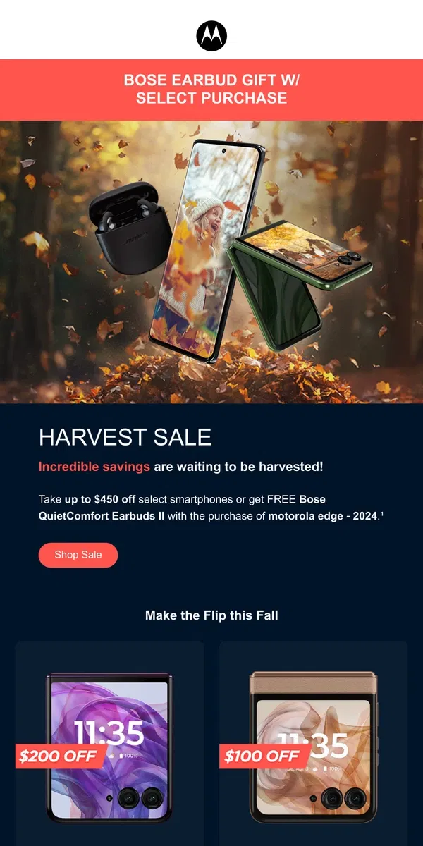 Email from Motorola. Leaves Are Falling, and So Are Prices—Don't Miss Out! 🍂