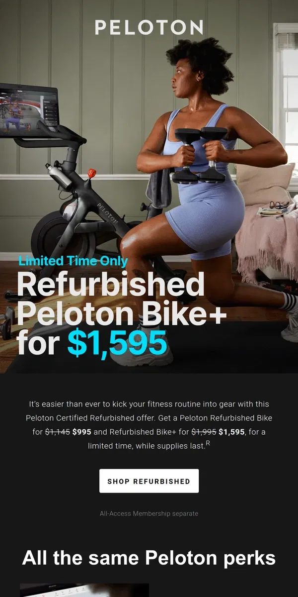 Email from Peloton. Lower price? Sign us up.