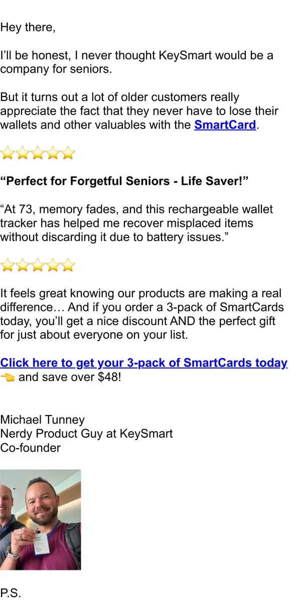 Email from KeySmart. The surprising #1 gift for seniors this year 😯