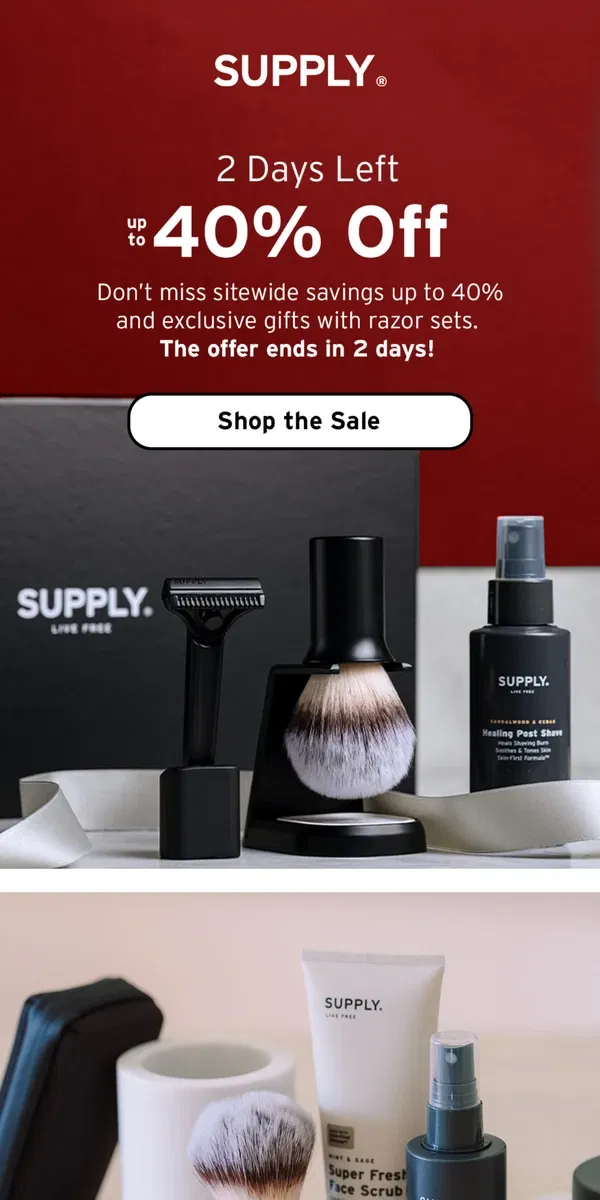 Email from Supply. 2 Days Left: Up to 40% Off