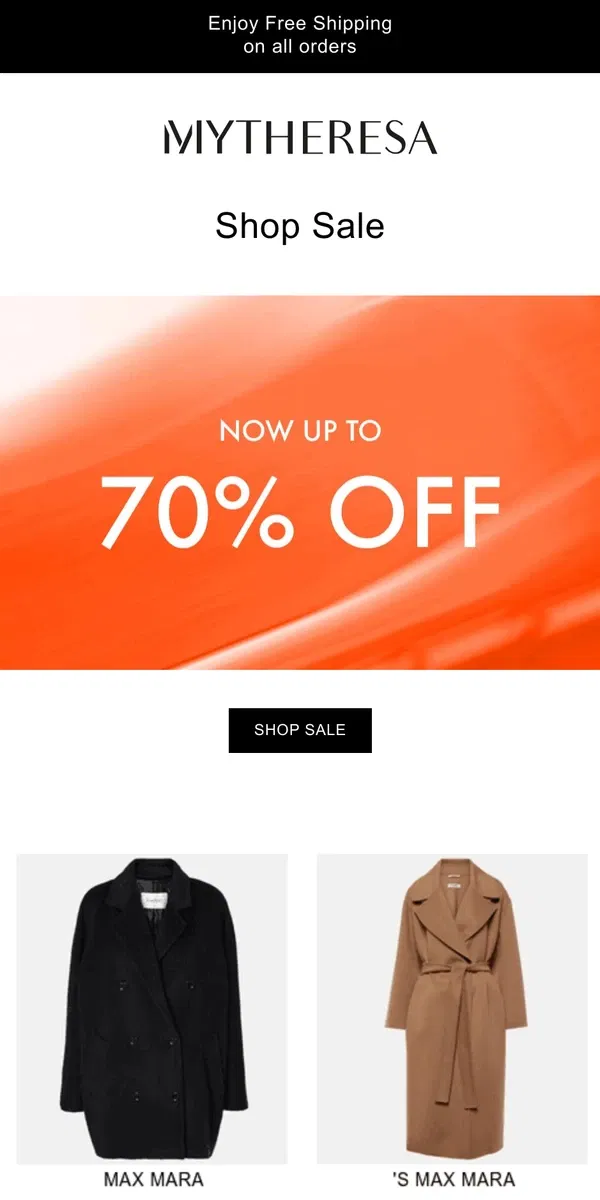 Email from Mytheresa. Up to 70% off the best sale highlights