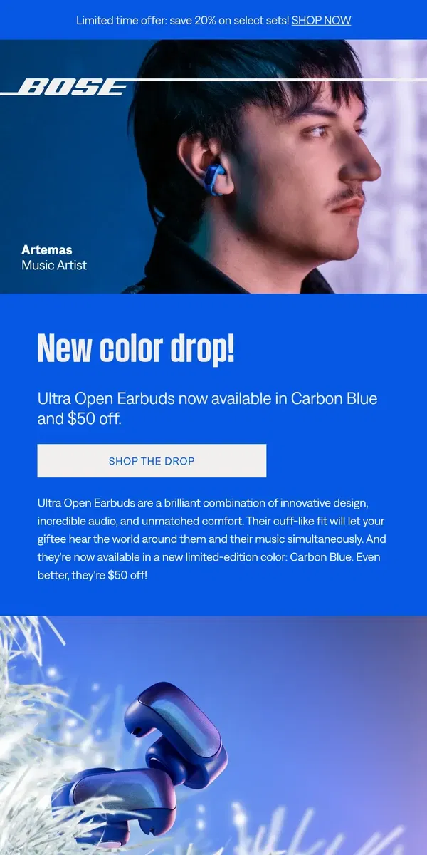 Email from Bose. NEW Ultra Open Earbuds color drop!