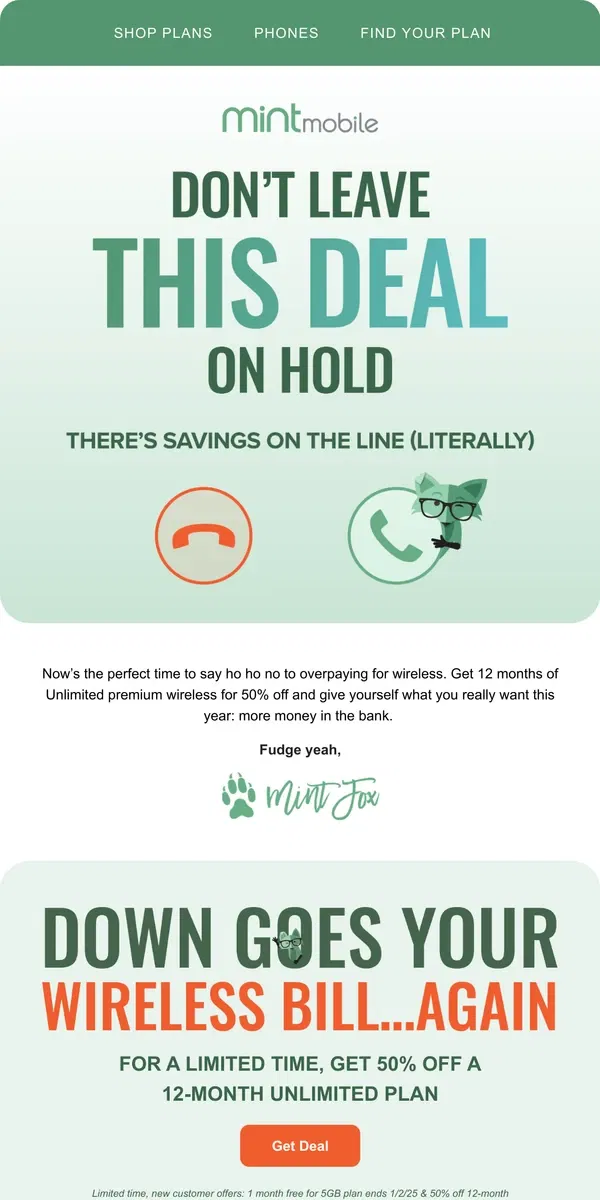 Email from Mint Mobile. 💸 Deal Inside - Gift yourself savings this year