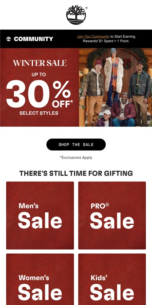 Email from Timberland. WINTER SALE Starts NOW!