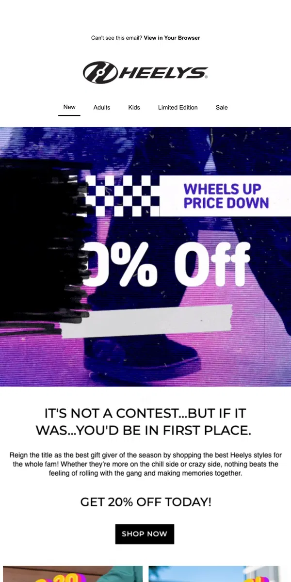 Email from Heelys. Black Friday Starts Now 🤑