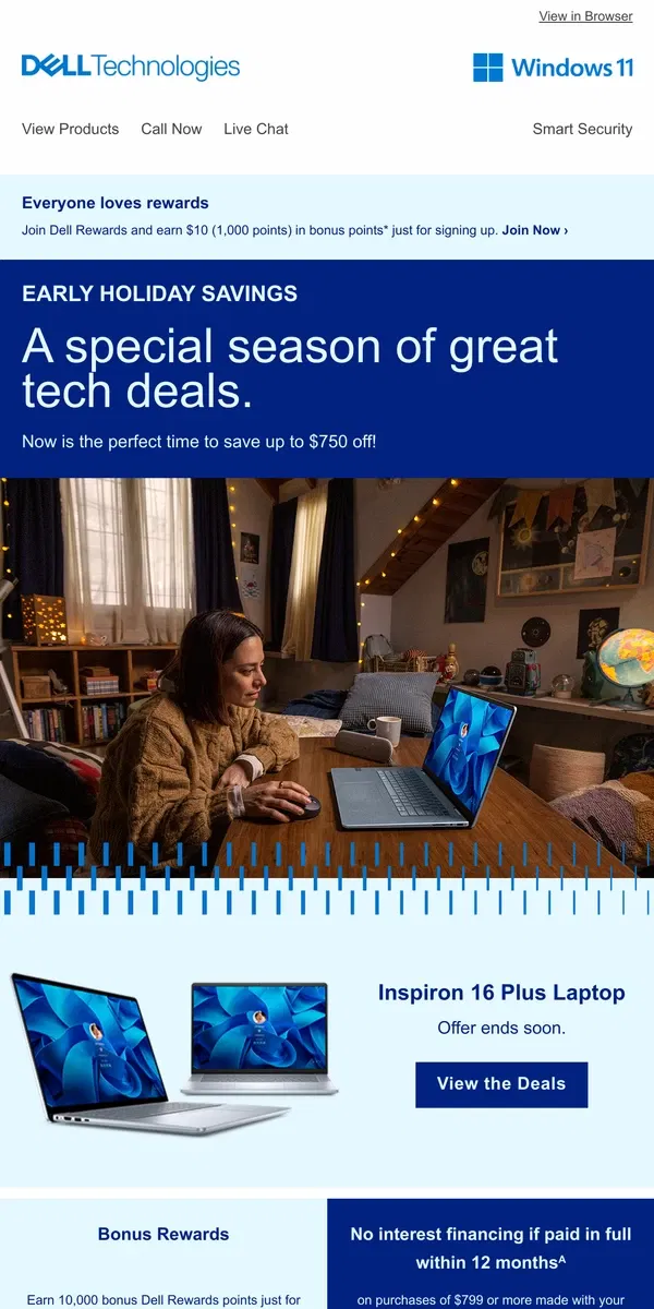 Email from Dell. Early holiday savings are here!