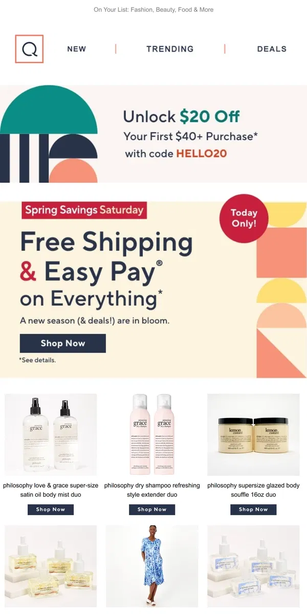 Email from QVC. Free Shipping's in Bloom