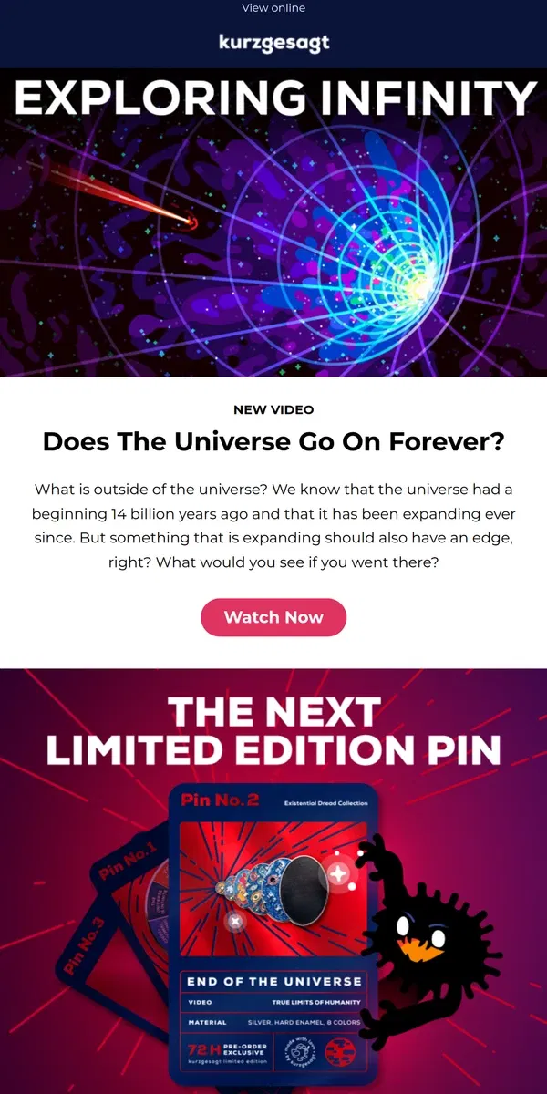 Email from Kurzgesagt. New Video: Does The Universe Go On Forever?