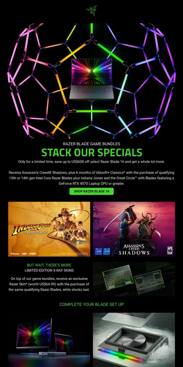 Email from Razer. 📣 Stack Our Specials for the Latest Blade 16