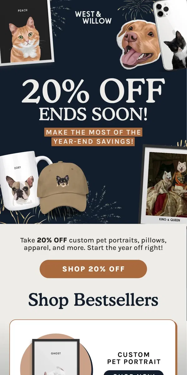 Email from West & Willow. 20% OFF for the New Year Ends Soon! ✨