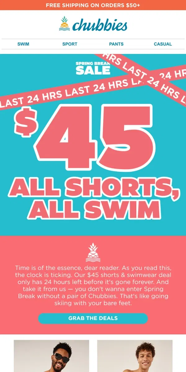 Email from Chubbies Shorts. Nah Nah Nah Nah - Hey Hey Hey